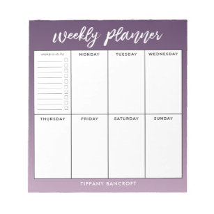 Weekly Planner Modern Script Purple Ombre Notepad