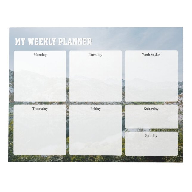 Weekly Planner (mountain) for active people,  Notepad (Front)