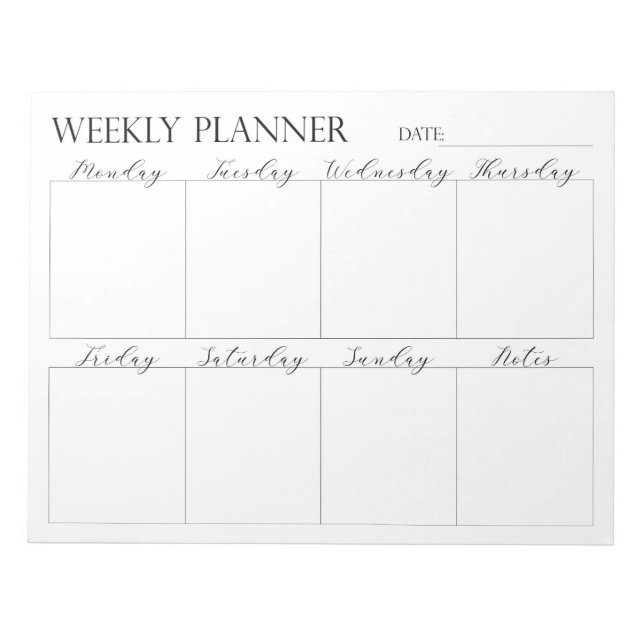 Weekly Planner, Notepad (Front)