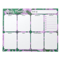 Weekly Planner Notepad | Jungle Leaves Pattern