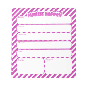 Weekly Planner Notepad - Pink Striped