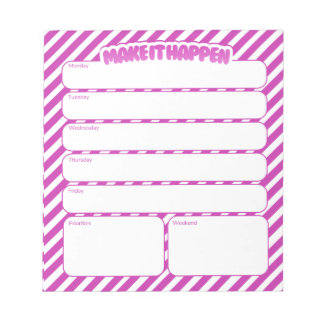 Weekly Planner Notepad - Pink Striped