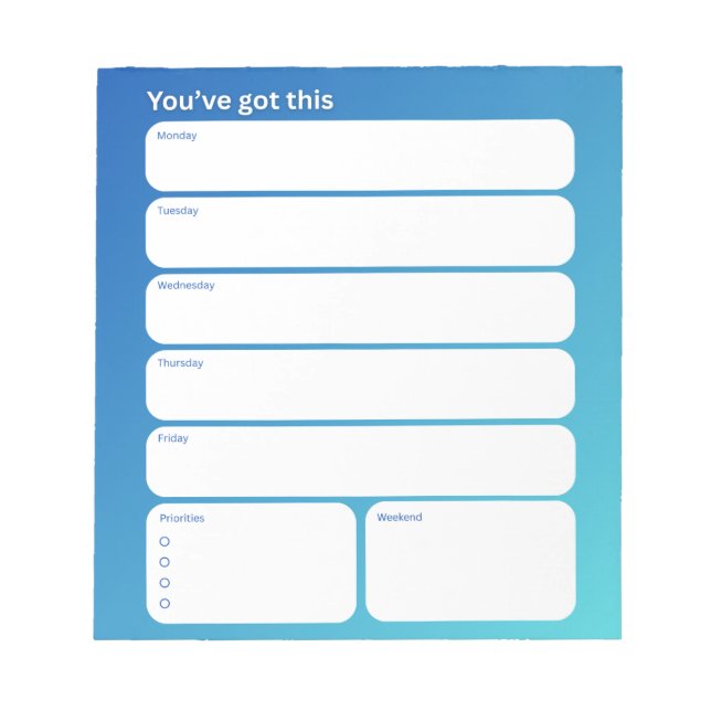 Weekly Planner Notepad – Weekday Layout (Front)