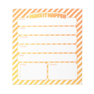 Weekly Planner Notepad - Yellow Striped