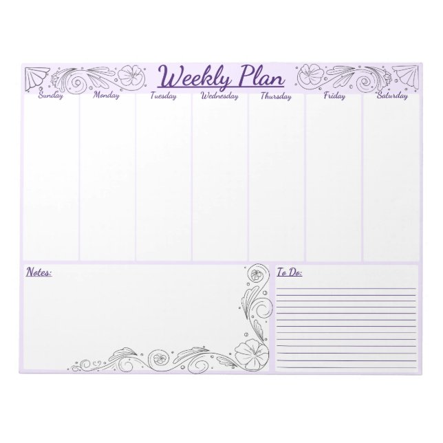 Weekly Planner - Pad, For those weekly plans Notepad (Front)