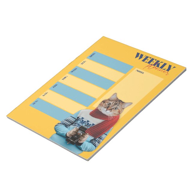 Weekly Planner Pad with Cat Photographer Photo (Angled)