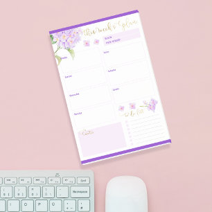 Weekly Planner Purple Hydrangea Flower Post-it Notes