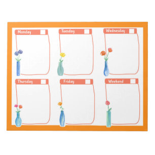 Weekly Planner Rose Bouquet Orange Notepad