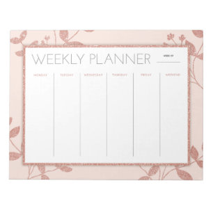 Weekly Planner Rose Gold Notepad