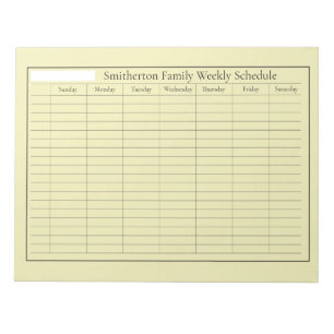 Weekly Planner Schedule Yellow Notepad