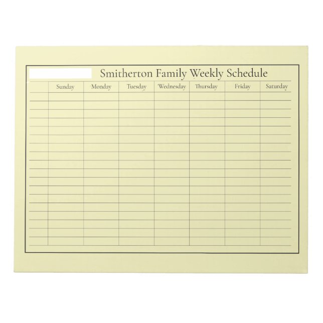 Weekly Planner Schedule Yellow Notepad (Front)