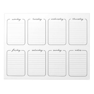Weekly Planner Simple White Editable Text Notepad