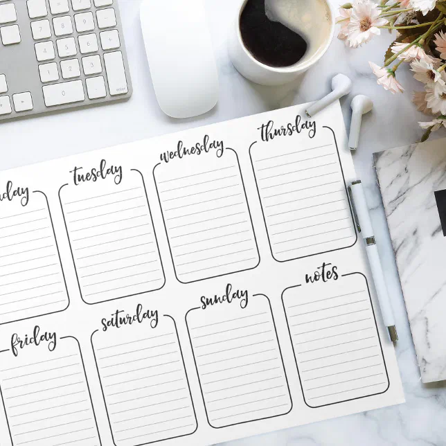 Weekly Planner Simple White Tear Away Calendar Notepad | Zazzle