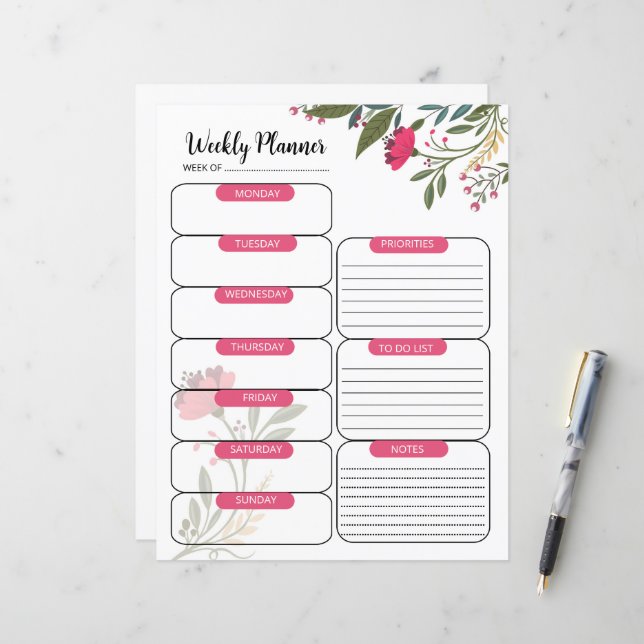 Weekly Planner Template (Front/Back In Situ)