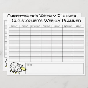 Weekly Planner to Personalise with Name on a Card