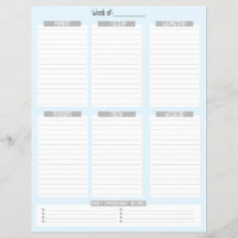 Weekly Planner | Undated To-Do List (Blue)