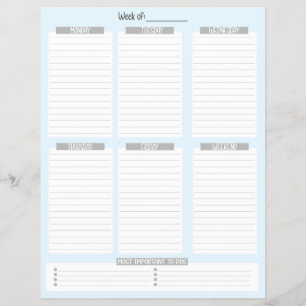 Weekly Planner Undated To-Do List (Blue) Flyer