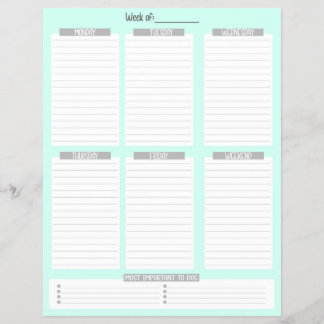 Weekly Planner | Undated To-Do List (Green) Flyer