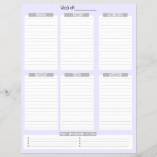 Weekly Planner | Undated To-Do List (Lavender) Flyer