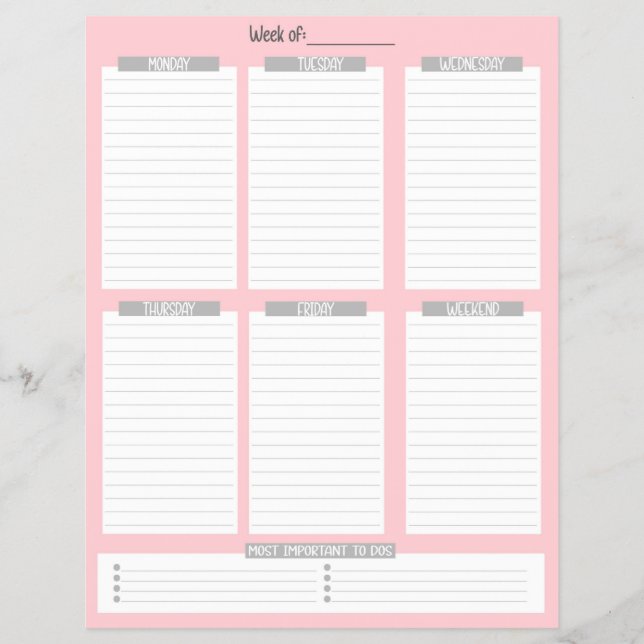 Weekly Planner | Undated To-Do List (Red) Flyer (Front)