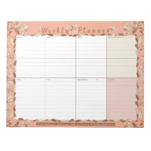 Weekly Planner Week At A Glance Floral Notepad