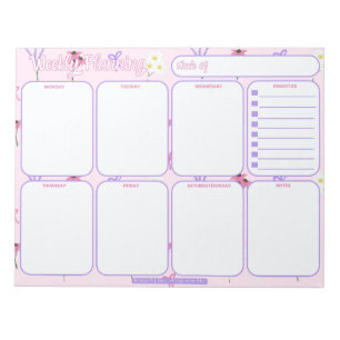 Weekly Planner Wildflowers & Bows Pattern Notepad