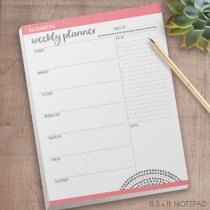 Weekly Planner with Custom Name and Colour Notepad