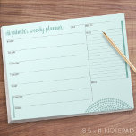 Weekly Planner with Custom Name - teal green Notepad<br><div class="desc">A great design to organise your week. This design includes an area to add your name at the top. Other areas are blank for you to add your to do list for every day of the week. You can change the colours in the customise area.</div>