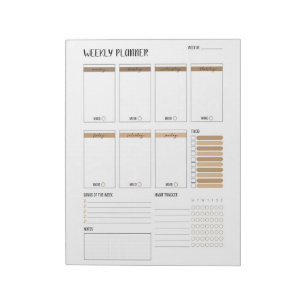 Weekly Planner with Monday start (Beige) 8.5 x 11" Notepad