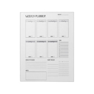 Weekly Planner with Monday start (Grey) 8.5 x 11" Notepad