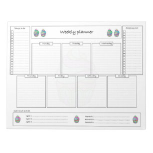 Weekly planner with shopping list, goals & rewards notepad