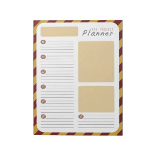 Weekly Project planner - Red and Gold Notepad