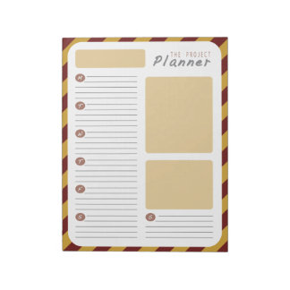 Weekly Project planner - Red and Gold Notepad