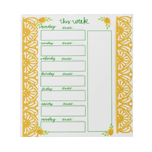 Weekly Schedule Notepad (Front)