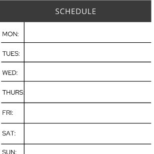 Weekly Schedule Tracker Post it notes
