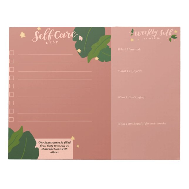 Weekly self care notepad (Front)