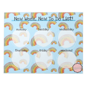 Weekly To Do List, Kawaii Rainbow Notepad