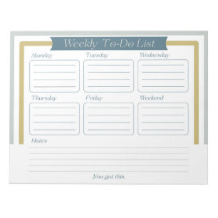 Weekly To-Do List Notepad