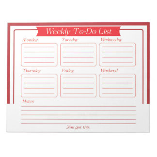 Weekly To-Do List Notepad
