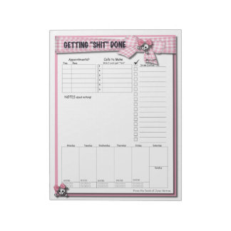 Weekly To do List - Pink Ribbons and skulls Notepad