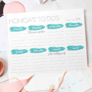 Weekly To Do List Planner Grey and Mint Notepad