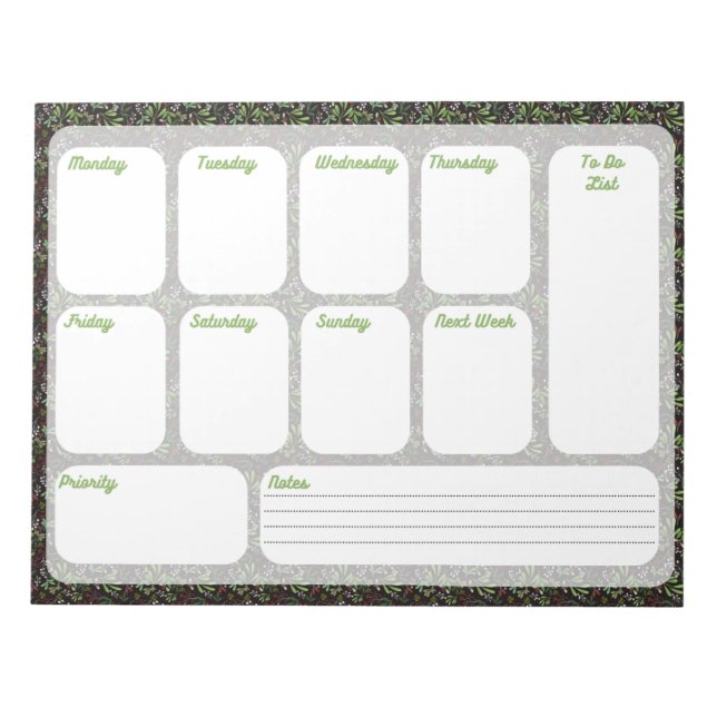 Weekly To Do List Planner Notepad (Front)