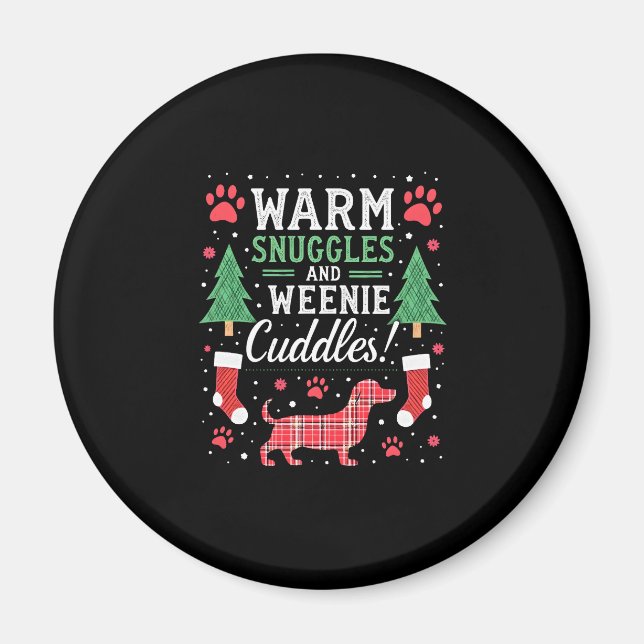 Weenie Dog Christmas Pajama Shirt Cute Weiner Ugly Magnet (Front)