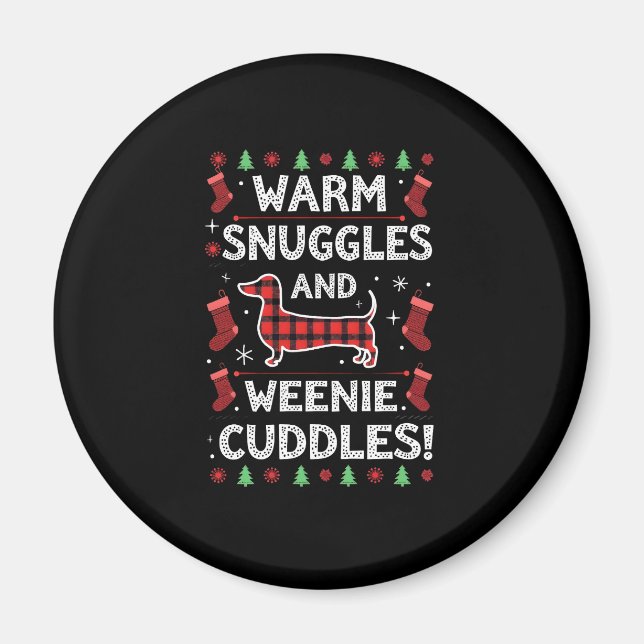 Weenie Dog Christmas Pajama Shirt Cute Weiner Ugly Magnet (Front)