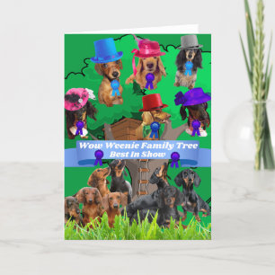 Weenie Dog Family Tree Blank Greeting Card