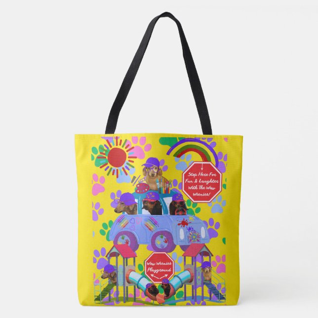 Weenie Dog Playground Tote Bag (Front)
