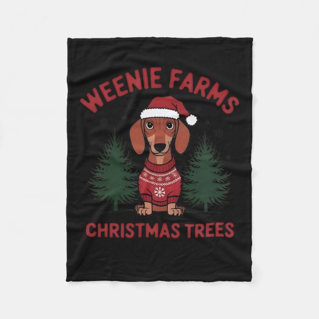 Weenie Farms Dachshund Christmas Trees Wiener Dog  Fleece Blanket (Front)