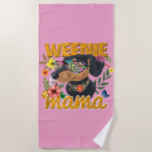 WEENIE MAMA DACHSHUND BEACH TOWEL