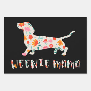 Weenie Mama Dachshund floral Wrapping Paper Sheet