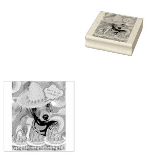Weenie Peach Farmer Rubber Stamp